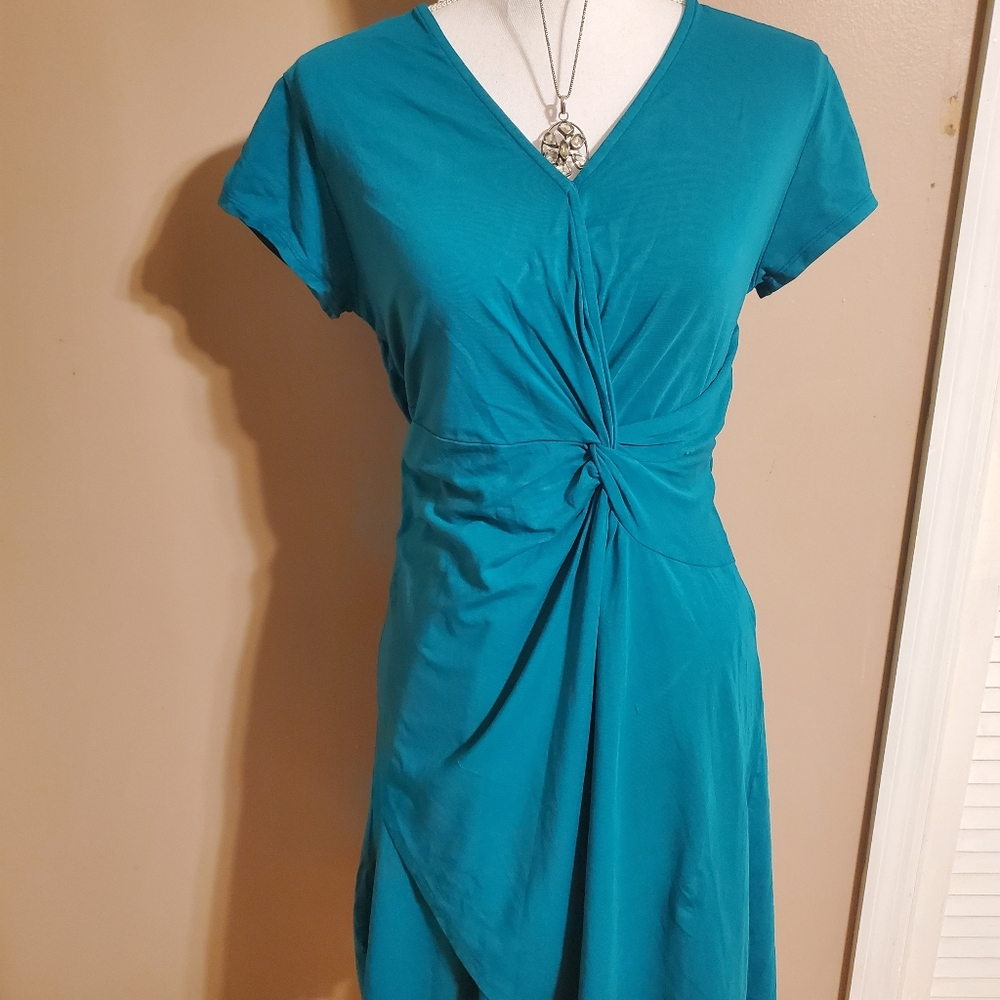 NEW Teal Jersey Wrap Dress Sz L